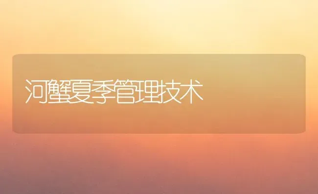 河蟹夏季管理技术 | 淡水养殖