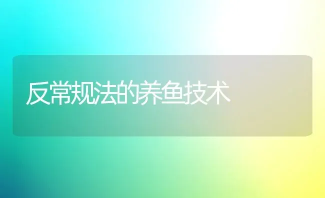 反常规法的养鱼技术 | 淡水养殖