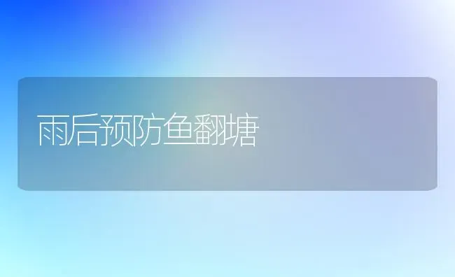 雨后预防鱼翻塘 | 淡水养殖