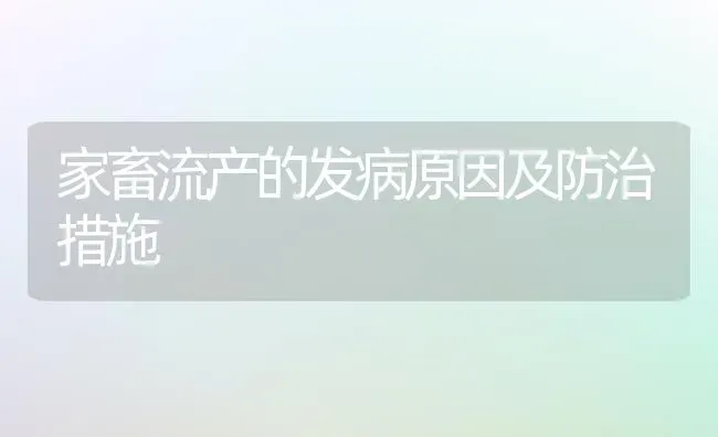 家畜流产的发病原因及防治措施 | 家畜养殖