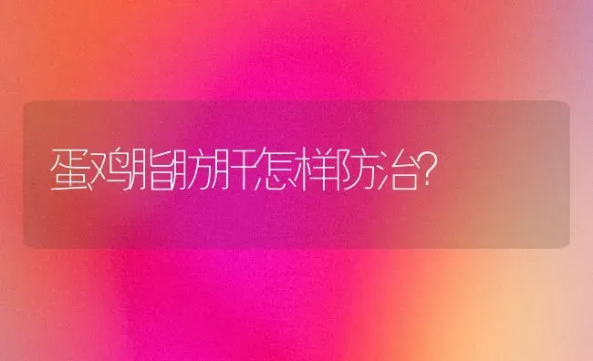 蛋鸡脂肪肝怎样防治？ | 家禽养殖