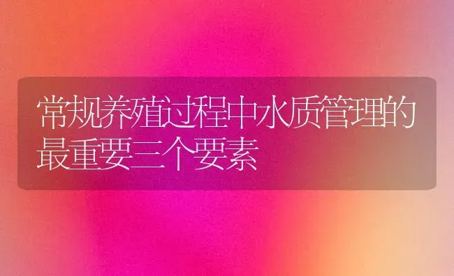 常规养殖过程中水质管理的最重要三个要素 | 动物养殖百科