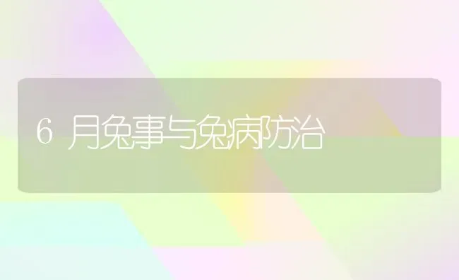 6月兔事与兔病防治 | 家畜养殖