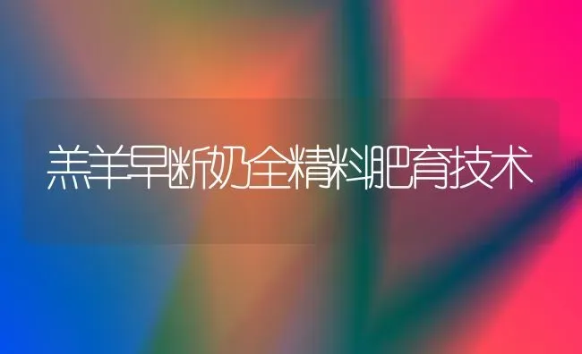 羔羊早断奶全精料肥育技术 | 家畜养殖