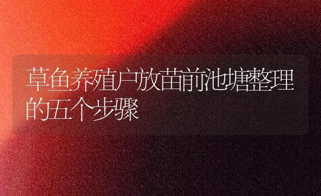 草鱼养殖户放苗前池塘整理的五个步骤 | 淡水养殖