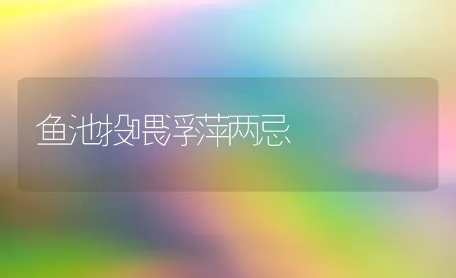 鱼池投喂浮萍两忌 | 淡水养殖