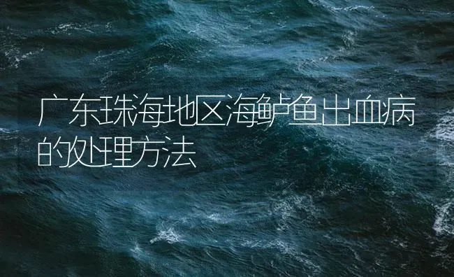 广东珠海地区海鲈鱼出血病的处理方法 | 海水养殖