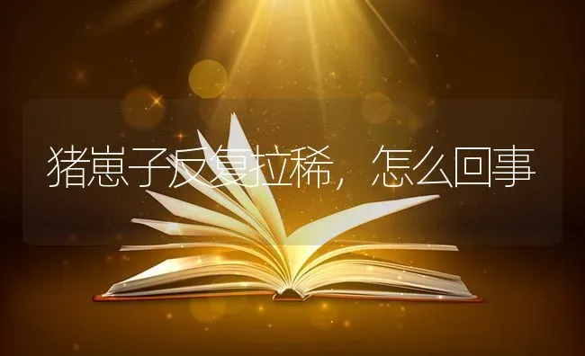 猪崽子反复拉稀，怎么回事 | 家畜养殖