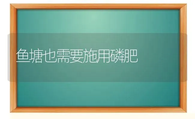 鱼塘也需要施用磷肥 | 淡水养殖