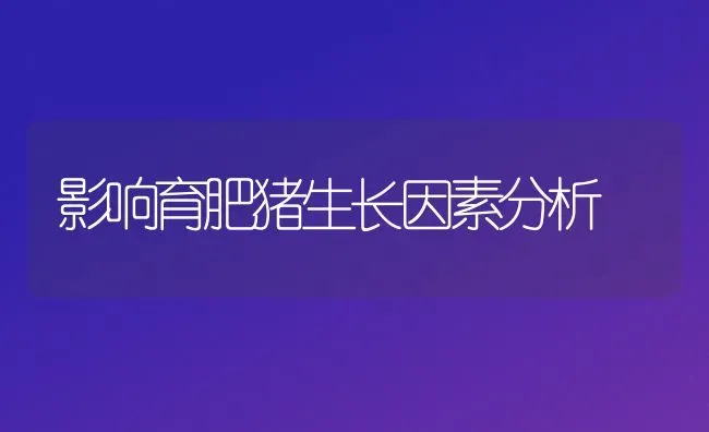 影响育肥猪生长因素分析 | 家畜养殖