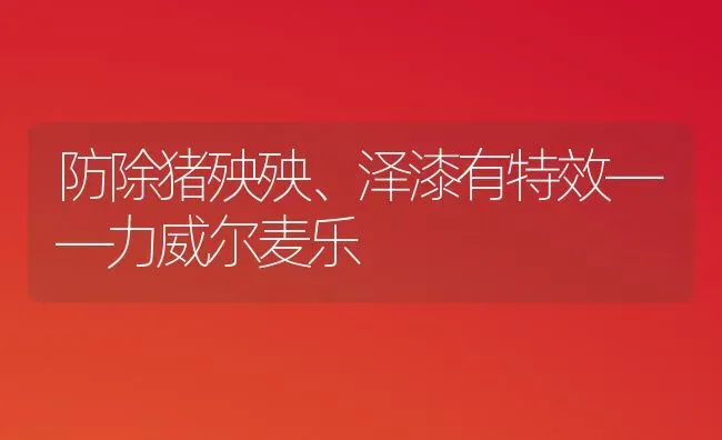 防除猪殃殃、泽漆有特效——力威尔麦乐 | 家畜养殖