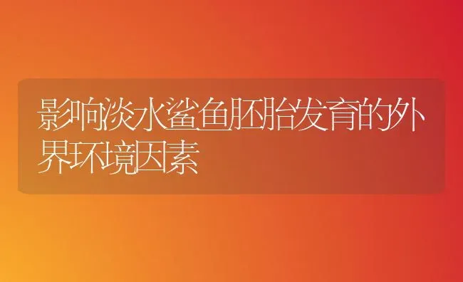 影响淡水鲨鱼胚胎发育的外界环境因素 | 特种养殖