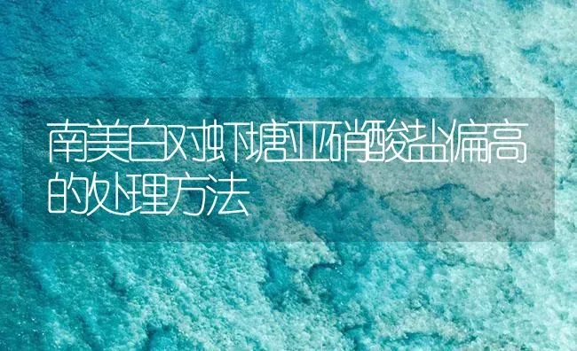 南美白对虾塘亚硝酸盐偏高的处理方法 | 海水养殖