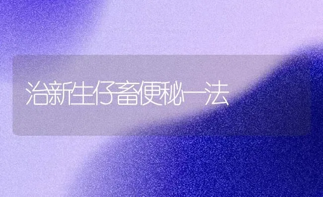 治新生仔畜便秘一法 | 家畜养殖