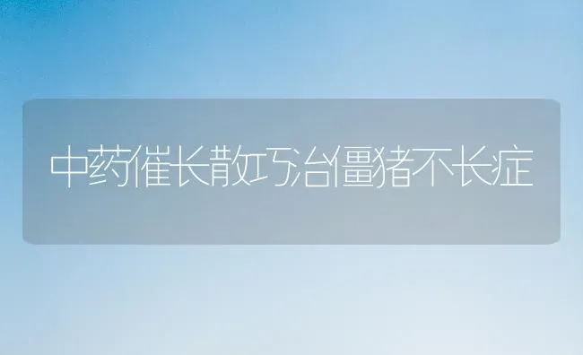 中药催长散巧治僵猪不长症 | 养殖病虫害防治