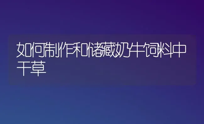 如何制作和储藏奶牛饲料中干草 | 动物养殖饲料