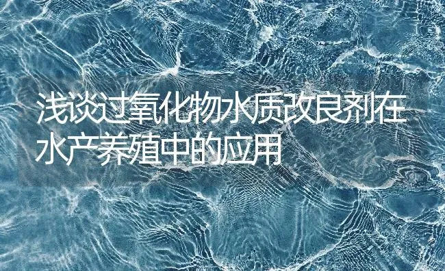 浅谈过氧化物水质改良剂在水产养殖中的应用 | 动物养殖百科