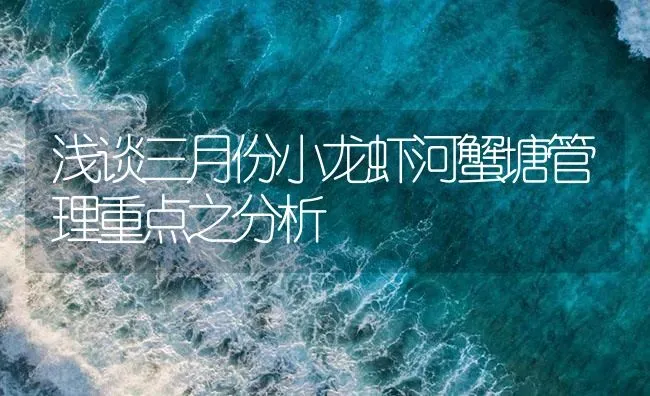 浅谈三月份小龙虾河蟹塘管理重点之分析 | 海水养殖