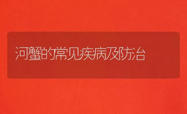 河蟹的常见疾病及防治 | 淡水养殖