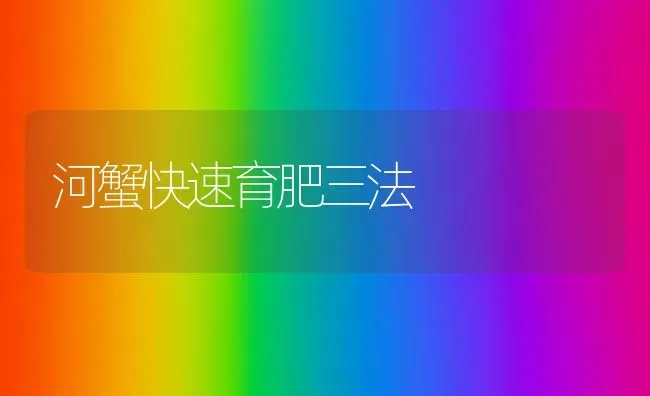 河蟹快速育肥三法 | 淡水养殖