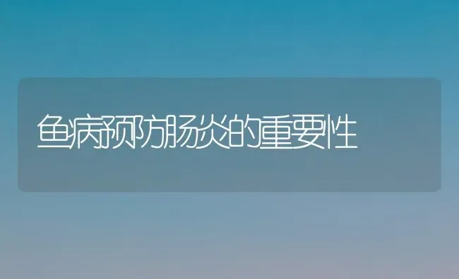 鱼病预防肠炎的重要性 | 淡水养殖