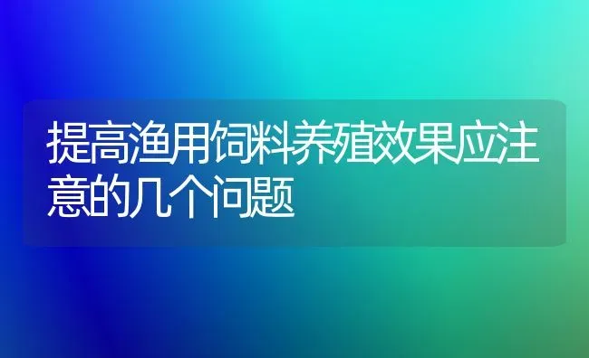 提高渔用饲料养殖效果应注意的几个问题 | 动物养殖饲料