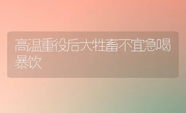 高温重役后大牲畜不宜急喝暴饮 | 家畜养殖