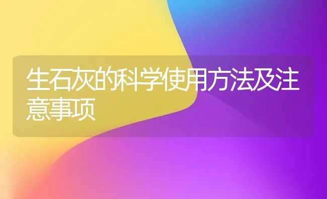 生石灰的科学使用方法及注意事项 | 养殖病虫害防治