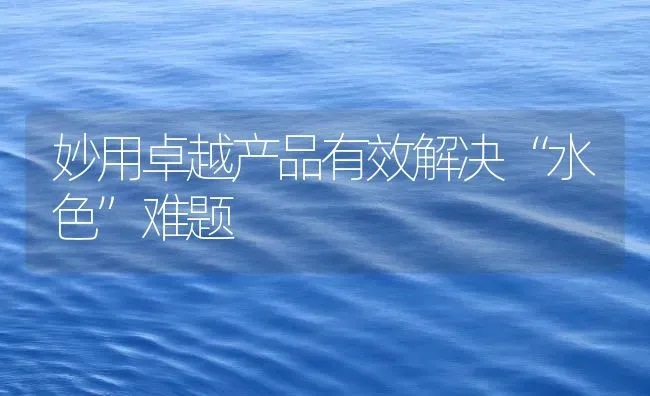 妙用卓越产品有效解决“水色”难题 | 动物养殖百科