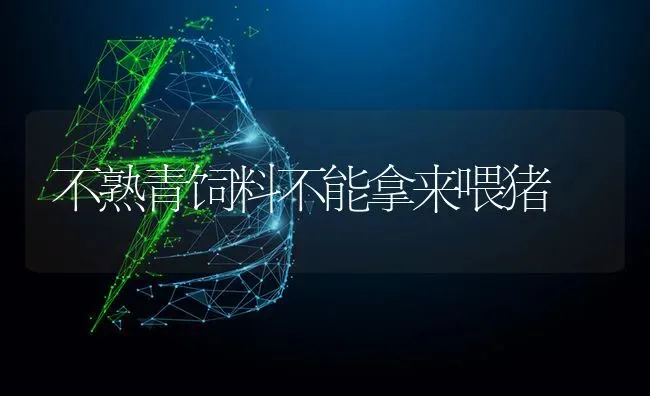 不熟青饲料不能拿来喂猪 | 家畜养殖