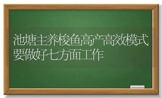 池塘主养梭鱼高产高效模式要做好七方面工作 | 动物养殖百科