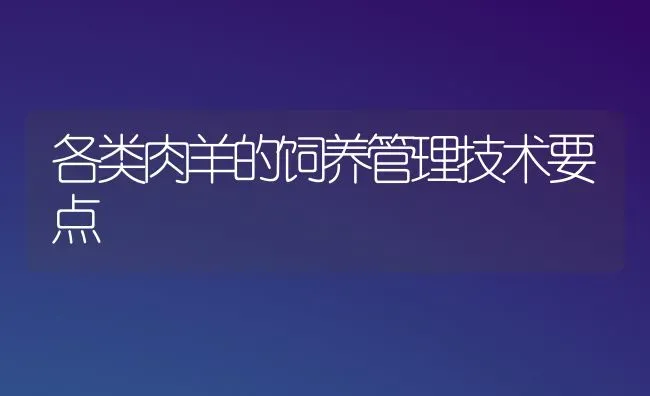 各类肉羊的饲养管理技术要点 | 家畜养殖