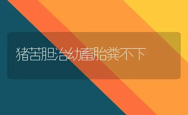 猪苦胆治幼畜胎粪不下 | 家畜养殖