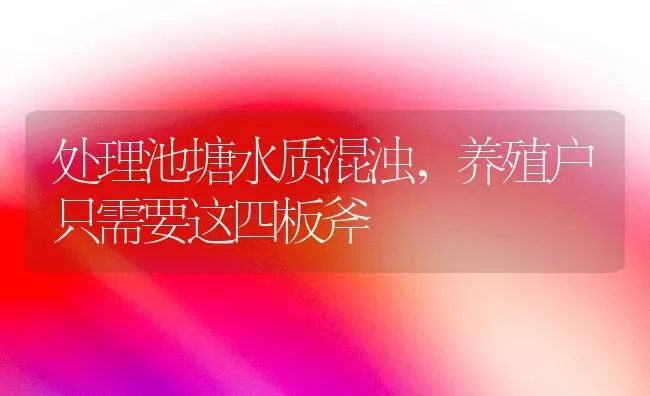 处理池塘水质混浊，养殖户只需要这四板斧 | 动物养殖百科