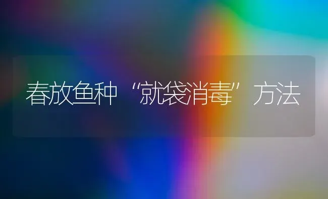 春放鱼种“就袋消毒”方法 | 淡水养殖