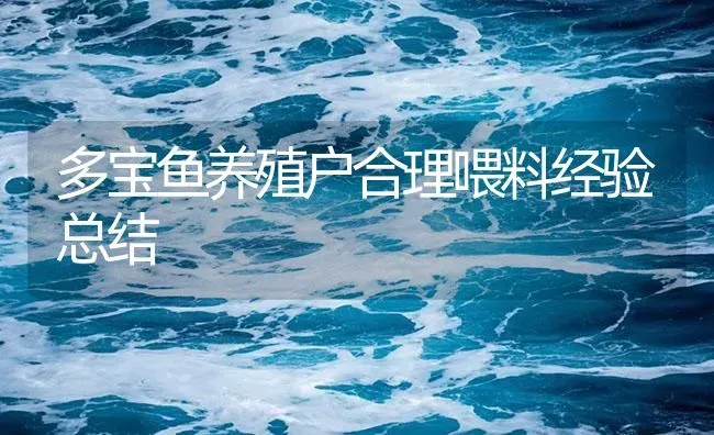 多宝鱼养殖户合理喂料经验总结 | 海水养殖