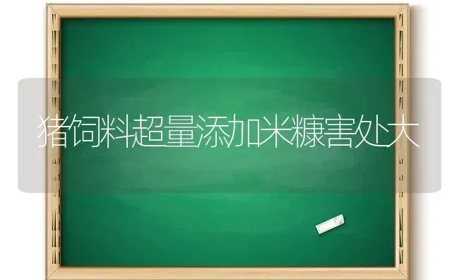 猪饲料超量添加米糠害处大 | 家畜养殖