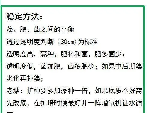 稳定池塘藻相稳定水质的方法及标准