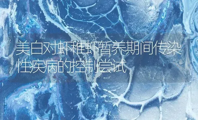 美白对虾稚虾暂养期间传染性疾病的控制尝试 | 海水养殖