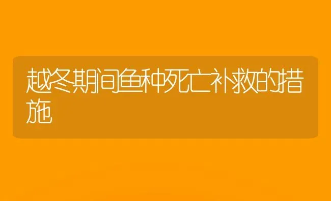 越冬期间鱼种死亡补救的措施 | 淡水养殖
