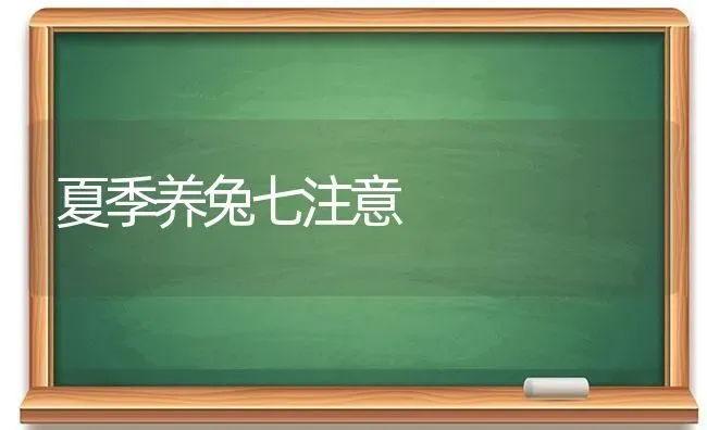 夏季养兔七注意 | 家畜养殖