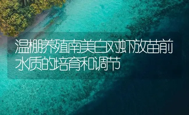 温棚养殖南美白对虾放苗前水质的培育和调节 | 海水养殖