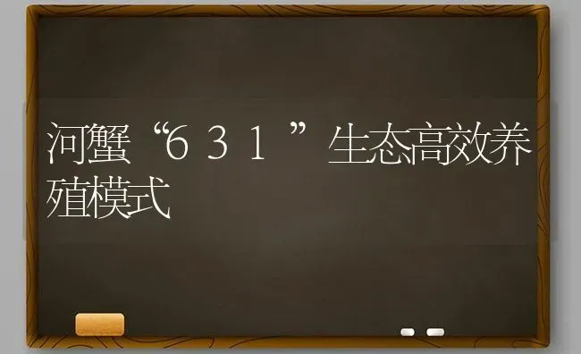 河蟹“631”生态高效养殖模式 | 淡水养殖