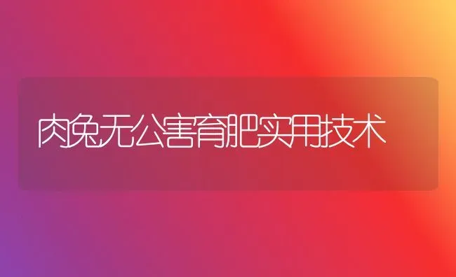 肉兔无公害育肥实用技术 | 家畜养殖