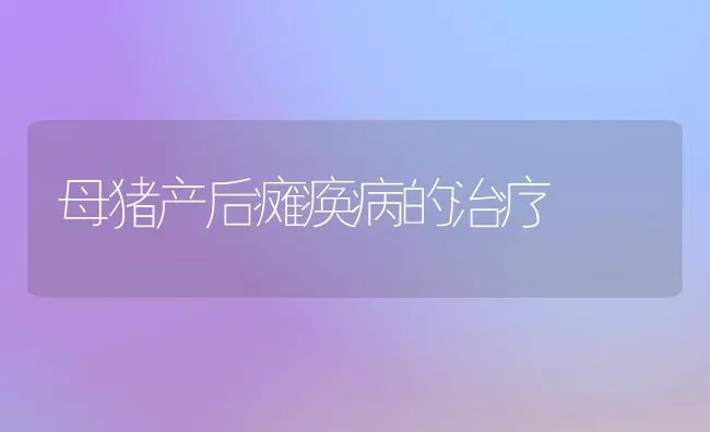 母猪产后瘫痪病的治疗 | 家畜养殖