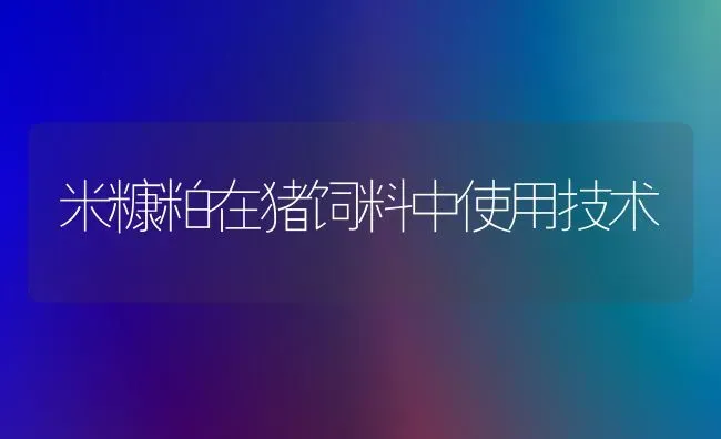 米糠粕在猪饲料中使用技术 | 家畜养殖