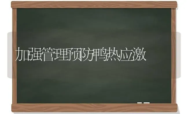 加强管理预防鸭热应激 | 家禽养殖