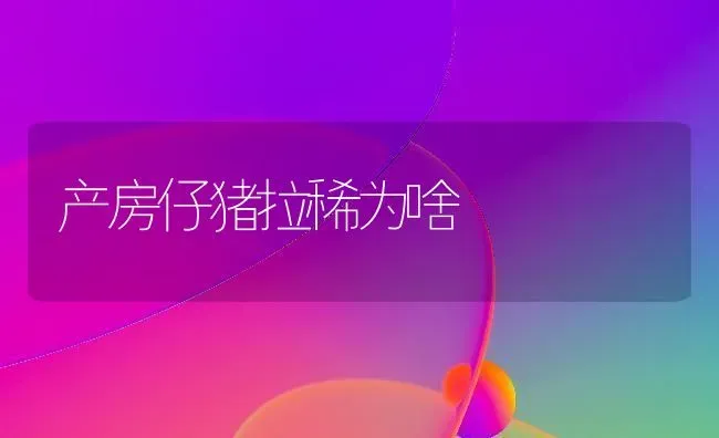 产房仔猪拉稀为啥 | 家畜养殖