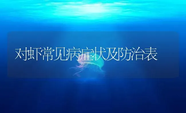 对虾常见病症状及防治表 | 海水养殖