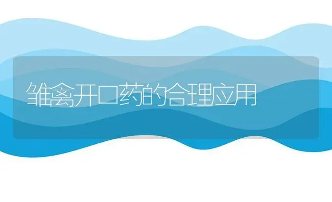 雏禽开口药的合理应用 | 养殖病虫害防治